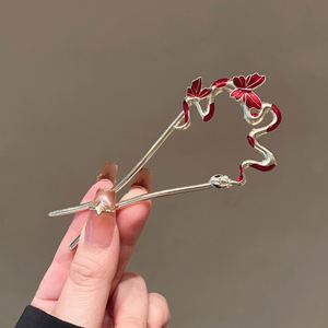 Snake Hairpin Vintage Advanced Sense Chinese Style Hair Stick Metal Flower Hair Pin Plate Hair Retro Hair Clip Hair Accessory - Product Image 5