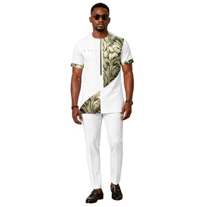 Completo da uomo a due pezzi con stampa alla moda, camicia e pantaloni, abbigliamento <span class=keywords><strong>africano</strong></span> da uomo. - Product Image 3