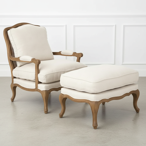 Poltrona di Successo <span class=keywords><strong>in</strong></span> Stile Rustico Francese Antico <span class=keywords><strong>in</strong></span> <span class=keywords><strong>Legno</strong></span> con Poggiapiedi, Poltrona da Salotto d'Arredo - Product Image 1