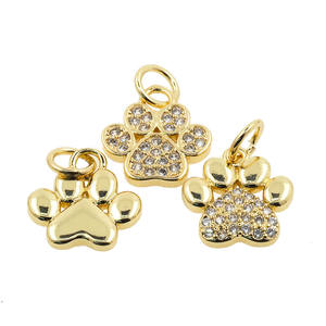 Moda Animal Metal gato perro oso pata colgante CZ circón chapado en oro collar llavero accesorios para mujeres DIY fabricación de joyas - Product Image 2