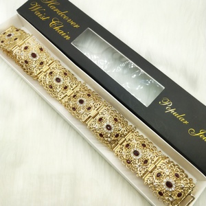 Accessoires de <span class=keywords><strong>robe</strong></span> de mariée de style arabe personnalisé longueur de chaîne réglable <span class=keywords><strong>ceinture</strong></span> <span class=keywords><strong>marocaine</strong></span> pleine de bijoux en strass - Product Image 2