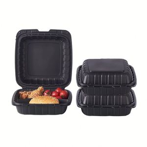 Contenedor de Alimentos Portátil de Plástico con Tapa Abatible, Tipo Concha, para Preparación de Comidas, Contenedores Desechables para Llevar el Almuerzo - Product Image 1