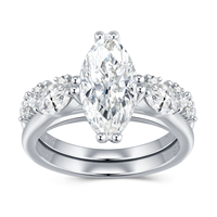 Anillo de Diamante de Diseño Personalizado de Moda, Anillo de Lujo con Corte Marquesa de Plata S925, Piedra Grande de 2.6ct, Regalo para Ella