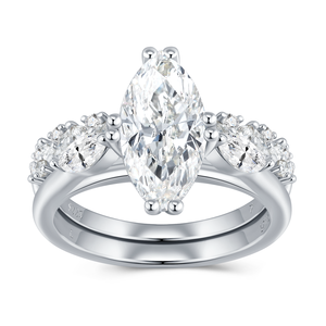 <span class=keywords><strong>Bague</strong></span> de luxe en argent S925 avec diamant de laboratoire de conception personnalisée, taille marquise, grande pierre de 2,6 carats, cadeau pour elle - Product Image 6