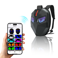 Mochila LED para Ciclismo con Luces de Ojos de Diablo Programables, Mochila Digital con Ojos, Mochila LED Impermeable para Motocicleta