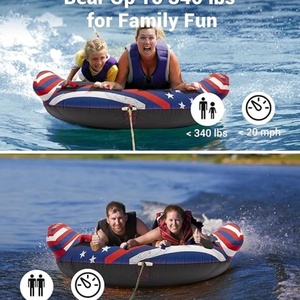 PVC Inflatable <b>Towable</b> Tubes for Boating 2 Person 65*69*0.2 Inch Water Tubes for Boats to Pull Safety Inflatable Boat Tubes - Product Image 5