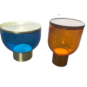 Mesa de centro de acero inoxidable redonda de cristal nórdico italiano personalizada exclusiva de muebles DISEN - Product Image 2