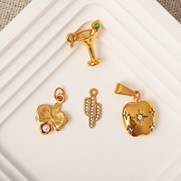 Pendentif tendance Olivia en acier inoxydable avec zircon, perle, fleur, cactus, pomme, plaqué or 18 carats PVD pour la création de bijoux DIY