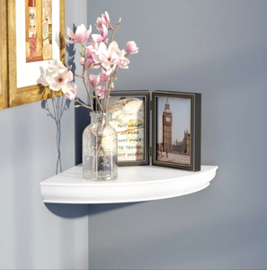 American Home Decor Solid Wood Floating <b>Wall</b> Mount Corner Shelf with <b>Round</b> End <b>Shelves</b> for Living Room and Bedroom Furniture - Product Image 2
