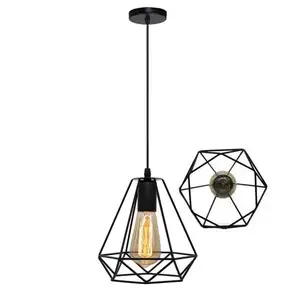 Vintage Style Industrial Geometric Lampen schirm Metalldraht käfig Decken leuchte Anhänger