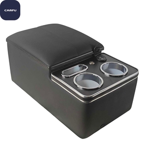 Consola de Asiento Trasero para Auto de Gran Capacidad, en Cuero ABS, con Luz Ambiental, Capacidad de Carga, Kits Interiores en Negro y Beige, Caja de Reposabrazos - Product Image 4