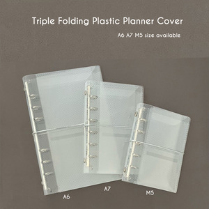 Vente en gros A6 A7 M5 Portable Twilled plastique argent anneaux givré clair pochette pour ordinateur portable feuilles mobiles classeur Triple planificateur couverture - Product Image 2