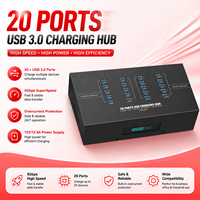 Hub USB 3.0 Industrial Sipolar A-223 de 20 Puertos con Transferencia de Datos de 5Gbps, Hub de Expansión USB Metálico para Dispositivos de Automatización Industrial