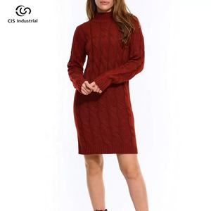<span class=keywords><strong>Robe</strong></span> pull décontractée en laine pure épaisse de haute qualité, col rond, automne-hiver, design torsadé tendance pour femmes et dames - Product Image 5