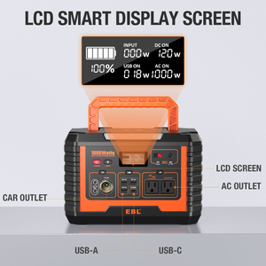 Station d'alimentation portable EBL <span class=keywords><strong>1000</strong></span> Watt 1kw Nouvelle station d'alimentation portable à onduleur Ensemble complet 1000w pour le camping - Product Image 4