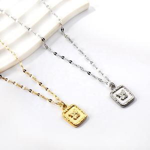 Collar de Concha de Mariposa y Corazón Vintage Francés Personalizado al por Mayor para Mujer, con Concha Blanca y Dije Chapado en Oro de 18K, Collar de Acero Inoxidable - Product Image 4