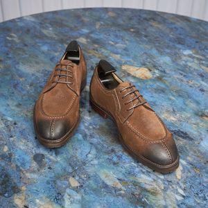 Zapatos Formales de Negocios Italianos, Estilo Derby con Cordones Cuadrados, de Gamuza, Hechos a Mano, Pulidos, Transpirables, Antideslizantes y Ligeros - Product Image 1