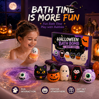 Coffret Cadeau de Bain pour Enfants Halloween – 6 Types de Bombes de Bain Effervescentes en Forme de Fantôme, Citrouille, Monstre – Nettoyage en Profondeur, Bain Moussant Naturel Relaxant