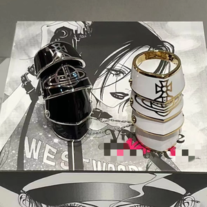 Anello a tema Vivienne <span class=keywords><strong>NaNa</strong></span> in rame stile armatura con smalto colorato e design a quattro segmenti a forma di Saturno - Product Image 5