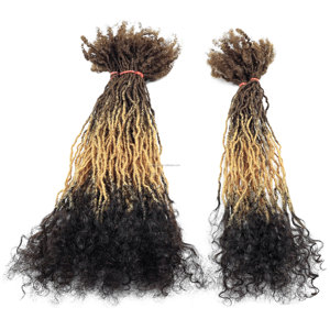 Anna 0,2 cm # Extensions de dreadlocks au crochet en cheveux humains naturels 1B/4/27, boucles souples, pointes bouclées, vente en gros - Product Image 2