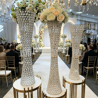 Support de fleurs moderne en verre cristal doré et argenté, à plusieurs niveaux, pour mariage, table, ornement, fête, événement, décoration intérieure