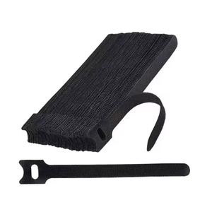 Attaches-câbles réutilisables noirs réglables auto-adhésifs écologiques résistants à la chaleur 12*150mm en polyester/nylon avec boucle auto-agrippante - Product Image 1