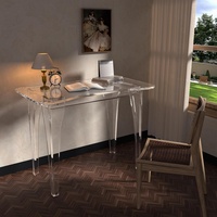 Escritorio de acrílico, mesa ergonómica para computadora, material engrosado de 15 mm/0,63 pulgadas, fácil montaje para oficina, sala de estar, dormitorio