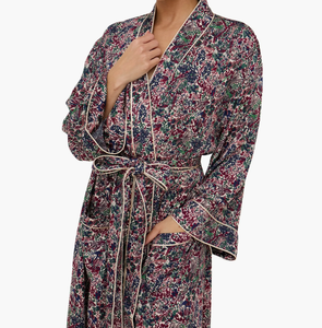 Robes <span class=keywords><strong>Kimono</strong></span> Écologiques Imprimées à la Main pour Femmes, Peignoirs Légers, Robes de Nuit Longues à Taille Naturelle, Peignoirs de Bain Féminins - Product Image 1