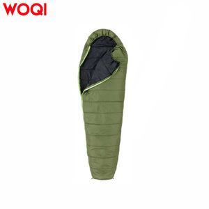 Sac de couchage Woqi Mummy, vert militaire, polyester, imperméable, pour temps froid, adulte, randonnée, camping, longueur standard - Product Image 1