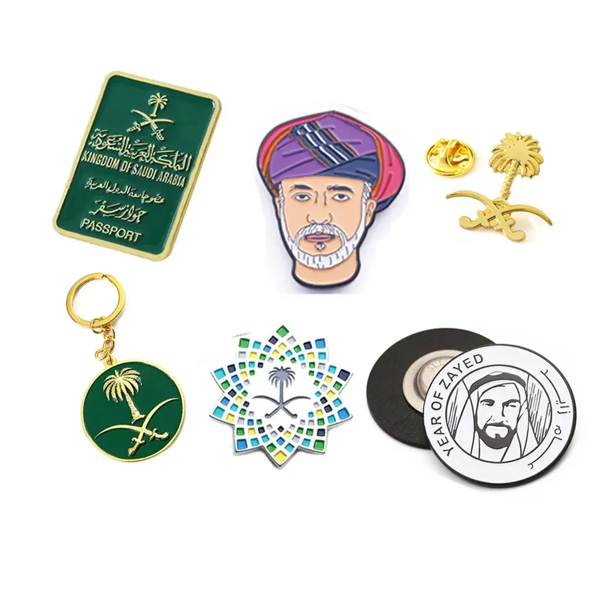 Saudi Arabia Souvenir Custom Pins Metal Logo Uae Oman Chief Logo Magnetic Pin National Day Pin Enamel with Magnetic Back