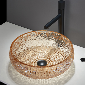 Di alta qualità sanitari controsoffitto lavabo Labavo tavolo da banco in cristallo colorato lavandino ciotola per i <span class=keywords><strong>bagni</strong></span> dell'hotel - Product Image 3