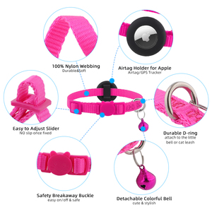 Einfarbiges Anti-Verlust Katzen-Halsband mit Apple Airtag-Hülle Kätzchen-Halsbänder mit Air Tag Halterung Einfarbige Haustierzubehör - Product Image 4