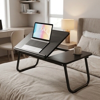Table d'ordinateur portable pliable en bois réglable en hauteur, bureau portable pour la maison, le bureau, le travail, l'étude, la chambre à coucher, le dortoir