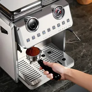Yüksek kaliteli yarı otomatik düğmeler konsantre lüks çift kazan elektrikli Espresso makinesi kahve makinesi fasulye değirmeni ile