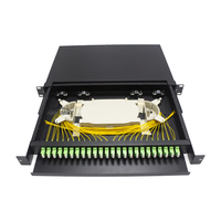 Panel de Conexiones de Fibra Óptica de 24 Puertos 1U 19 Pulgadas LC/APC, Totalmente Equipado, Monomodo, con Bandeja Deslizante ODF
