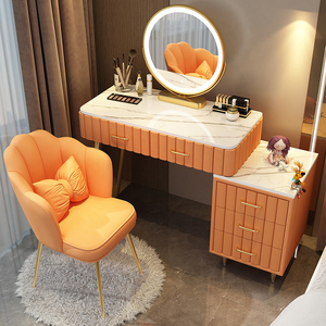 OEM Dressing Table UV Stone Patterned Board Countertop Storage Cabinet <strong>with</strong> 3-color <strong>Lights</strong> <strong>Bedroom</strong> Dressing Tables <strong>with</strong> <strong>Mirror</strong> - Product Image 2