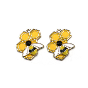 Breloques Abeille en Alliage de Zinc Émaillé, Pendentif Fleur Nid d'Abeille, Accessoires de Fabrication de Bijoux DIY, Cadeau Unisexe, Breloque F0128 - Product Image 4