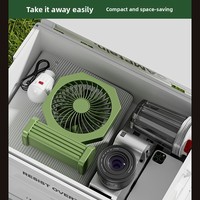 Ventilateur de bureau multifonctionnel alimenté par USB avec éclairage et batterie externe, ventilateur de table portable pour extérieur, moteur sans balais 5 vitesses avec logo