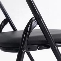 Chaise de salle à manger pliante en fer noir moderne - Chaise pliante en métal légère, durable et portable pour l'extérieur, le jardin, le salon et les événements