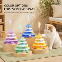 Jouet interactif pour chat : Piste de course à trois niveaux avec balles colorées pour l'entraînement et le divertissement