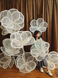 Fleurs artificielles géantes en dentelle personnalisables, décorations de mariage, grands accessoires floraux de simulation pour événements de mariage, vitrine - Product Image 3