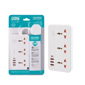 Multiprise Winning Star 6 prises 10A 2500W Câble de 2 m Prise de sécurité Utilisation domestique - Product Image 1