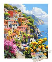 Peinture par numéros DIY en gros, toile de ville colorée, art mural fait main pour adultes, personnalisation possible