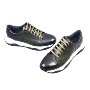 Chunky <b>Shoes</b> Men Genuine Leather Round Toe Lace-up Cushioned All Seasons Doodle Print Upper Rubber Outsole - Product Image 5