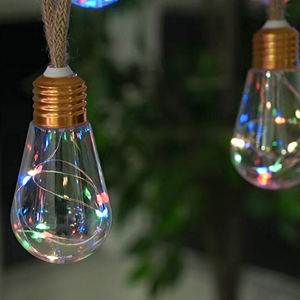 Guirlande lumineuse LED solaire d'extérieur en corde de chanvre avec fil de cuivre, décorative pour jardin et fêtes, style vintage - Product Image 3