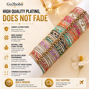 Nuovo <span class=keywords><strong>Set</strong></span> di Braccialetti da <span class=keywords><strong>Donna</strong></span> Fatti a Mano Go2boho, Gioielli Bilezik Seti con Perline Multicolore, Rame Placcato Oro 18K, Idea Regalo per Matrimoni e Feste - Product Image 1
