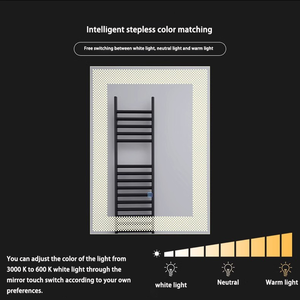 Frosted thiết kế sáng tạo thông minh Gương vuông treo tường chống sương mù cảm ứng chuyển đổi vòi hoa sen Led Gương phòng tắm - Product Image 5