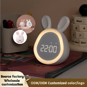 Lámpara LED de Conejo, Entrenador de Sueño, <span class=keywords><strong>Reloj</strong></span> Despertador Infantil de Silicona con Diseño de Conejo de Dibujos Animados - Product Image 3