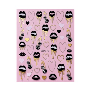 Pegatinas de <span class=keywords><strong>Uñas</strong></span> 3D con Tema de San Valentín, Corazones Negros de Plástico Autoadhesivas, Decoración de Manicura DIY, Venta Caliente, Marca Personalizada - Product Image 2