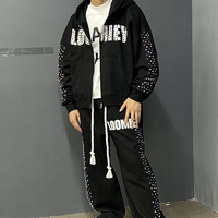 Ensemble de survêtements 2 pièces pour hommes avec logo personnalisé, sweat à capuche zippé et pantalon de survêtement, collection automne-hiver, vente en gros directe usine